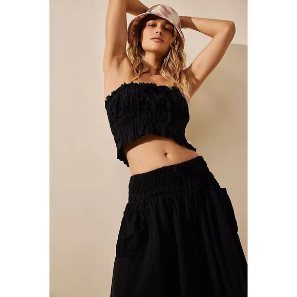 New Free People All The Things Set FREE-EST  $128 SMALL Black Tube Top Skirt - Picture 2 of 7